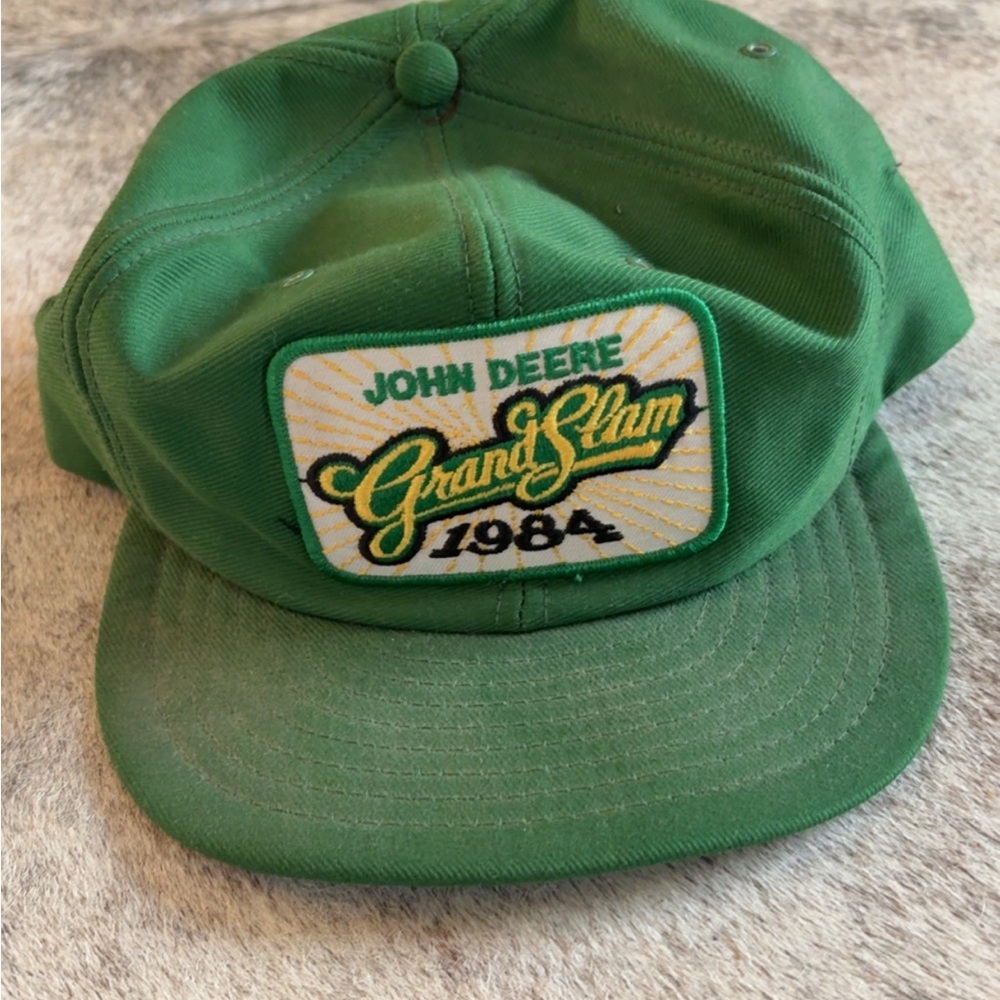 John Deere green cap with yellow & black embroidered patch